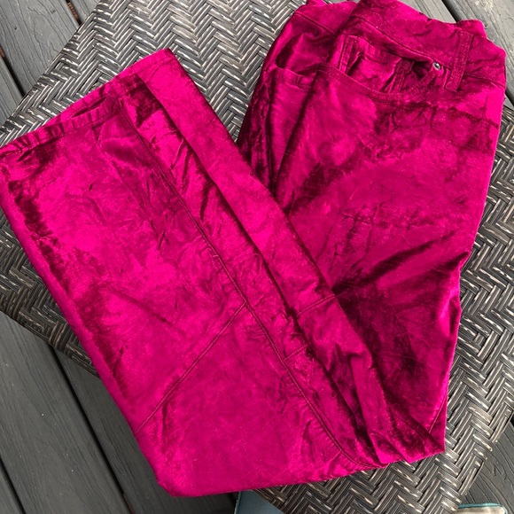 hot pink velvet pants